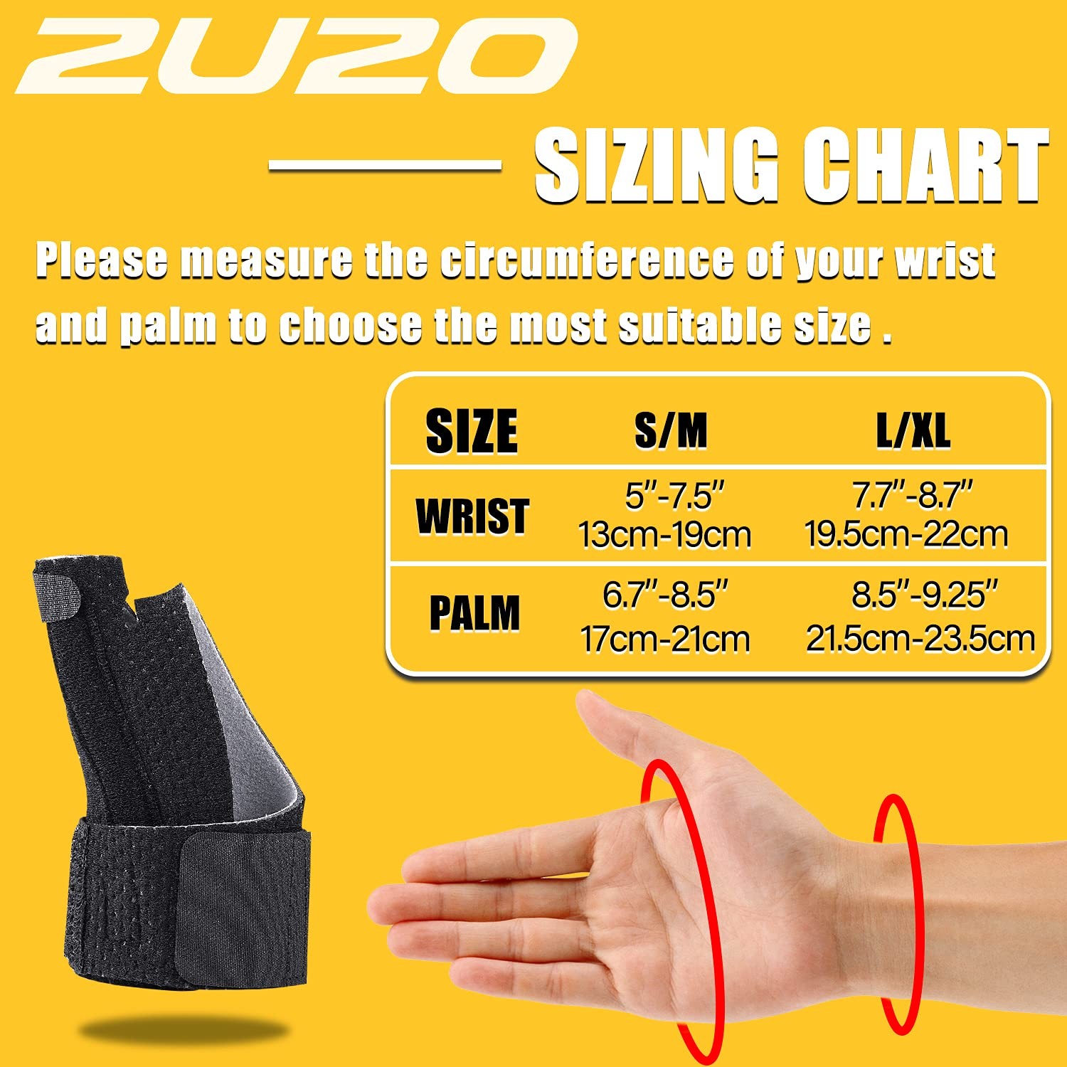 2U2O Compression Reversible Thumb & Wrist Stabilizer S/M, Black
