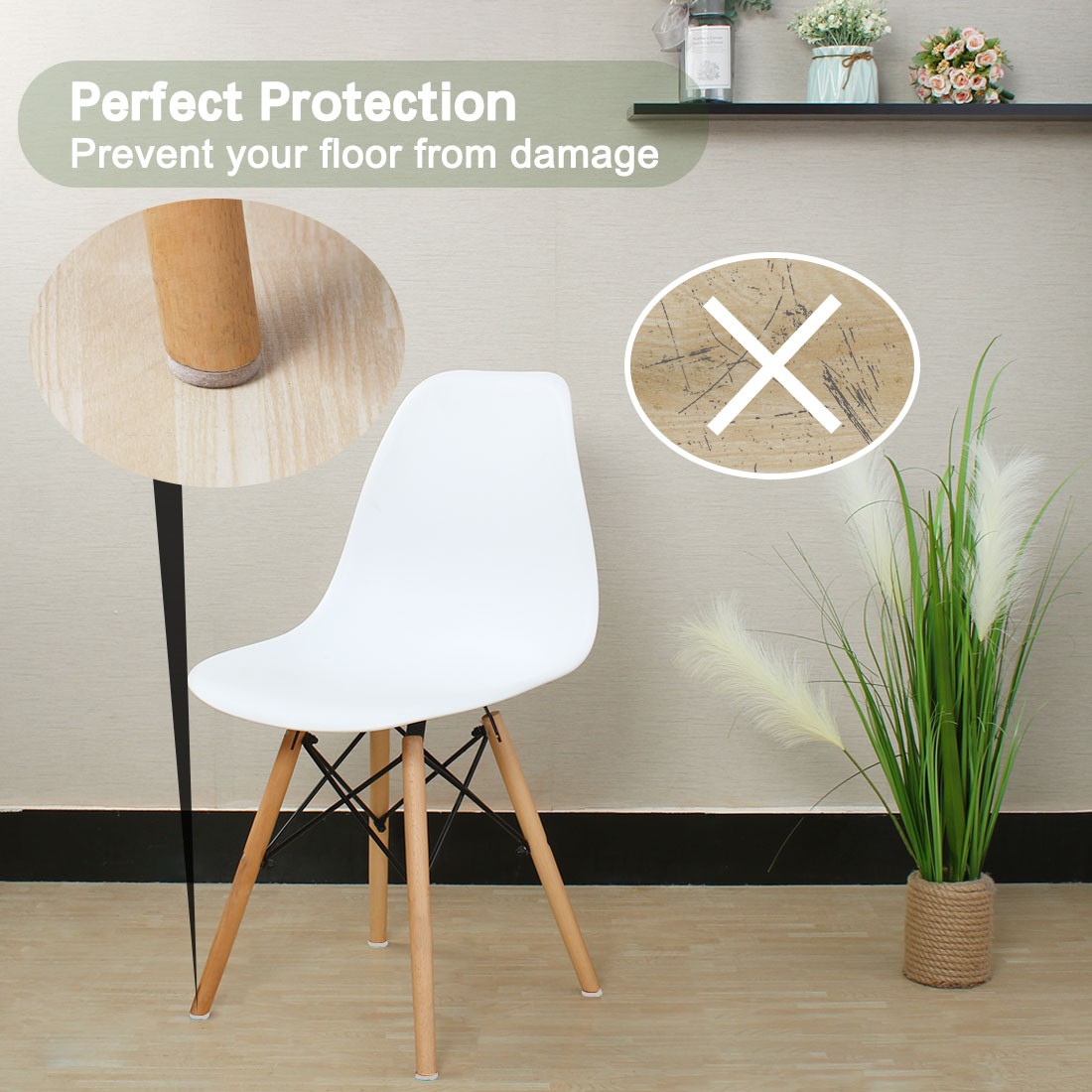 Felt Furniture Pad Round 1 1/8" Self Adhesive Anti-scratch Chair Protector 12pcs