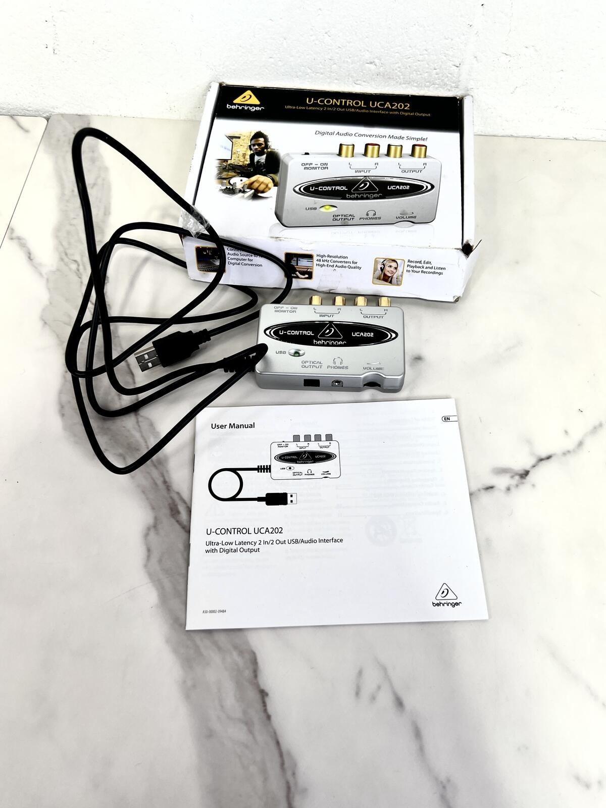 Behringer U-Control UCA202 USB Audio Interface with Box, Cable, and Manual