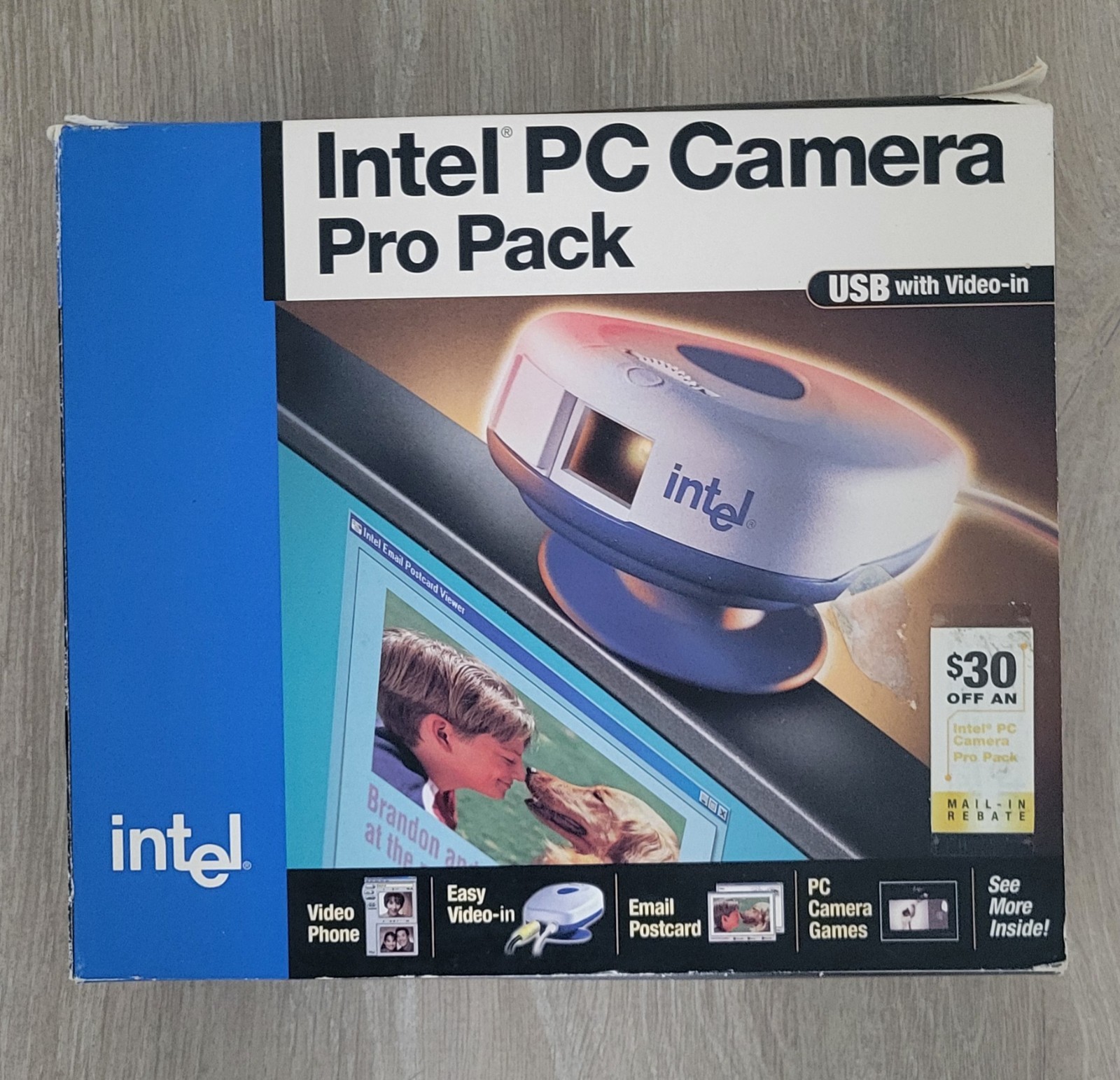 Vintage Intel PC Camera Pro Pack USB Webcam w/ Box Software