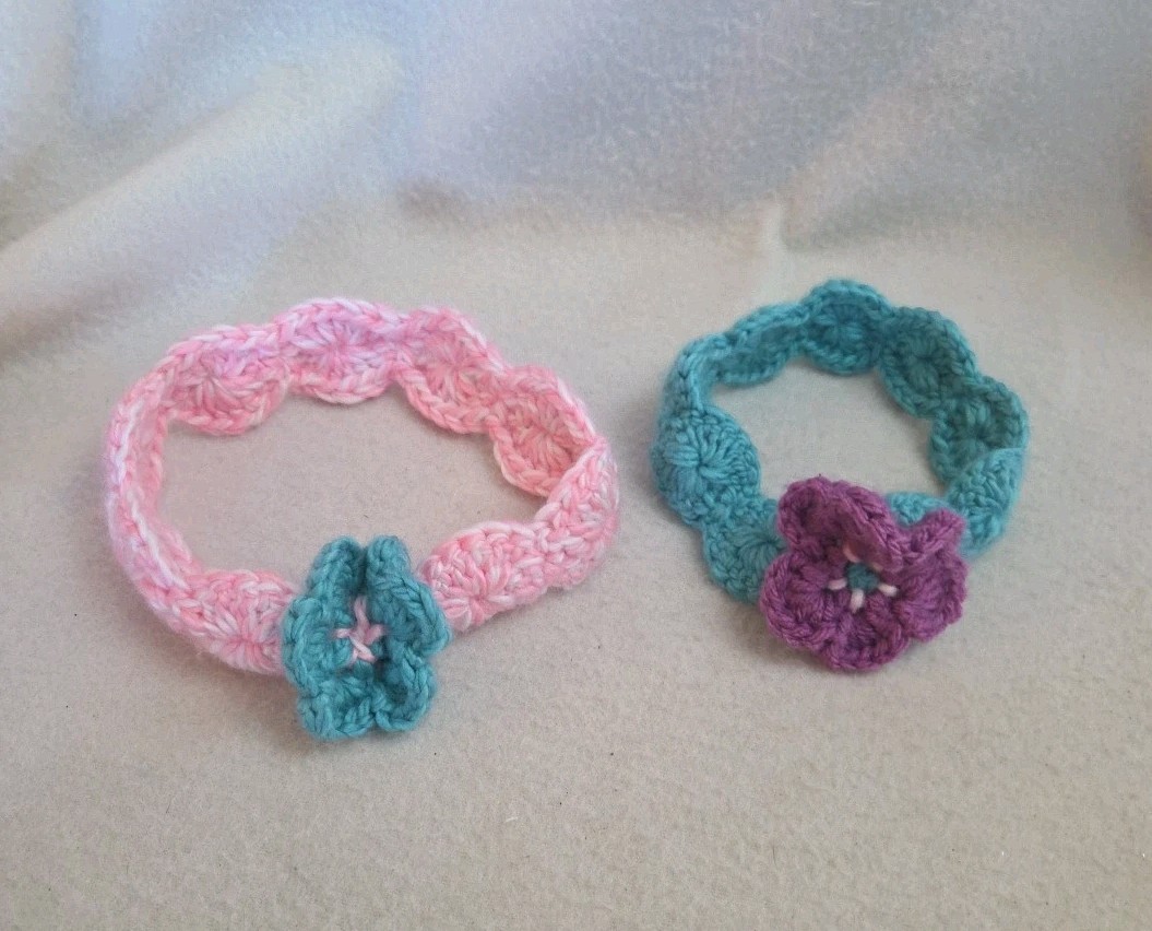 Handmade Crocheted Headband Ear Warmer Winter Weather Accessory Flower Set 2