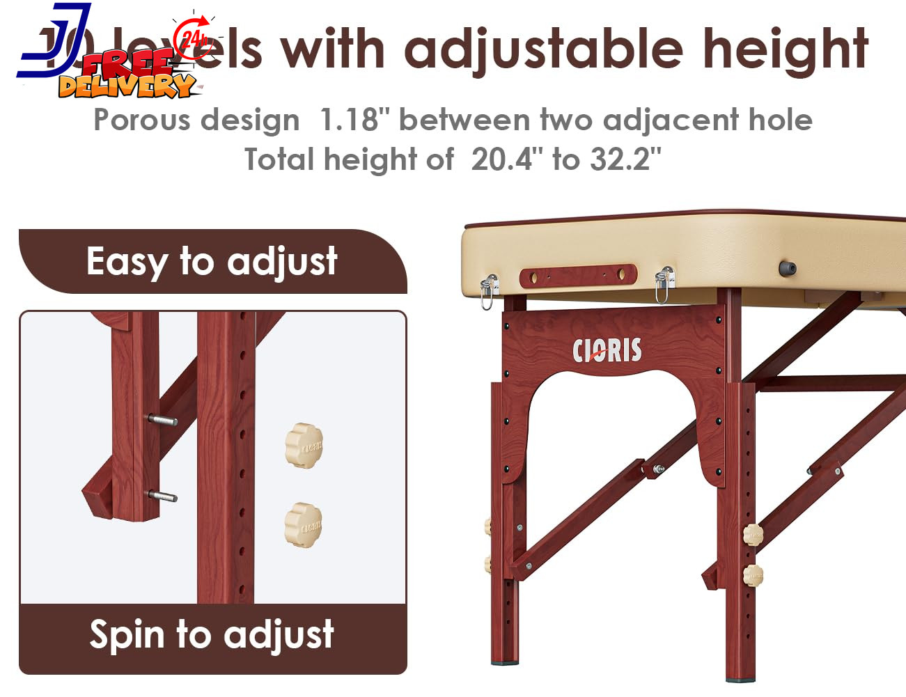 Portable 84" Massage Table Heavy Duty Adjustable Lightweight with Carry Bag