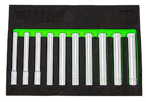 VIM EDM600 10 Piece 3/8" Drive Metric Extra Deep Socket Set NEW