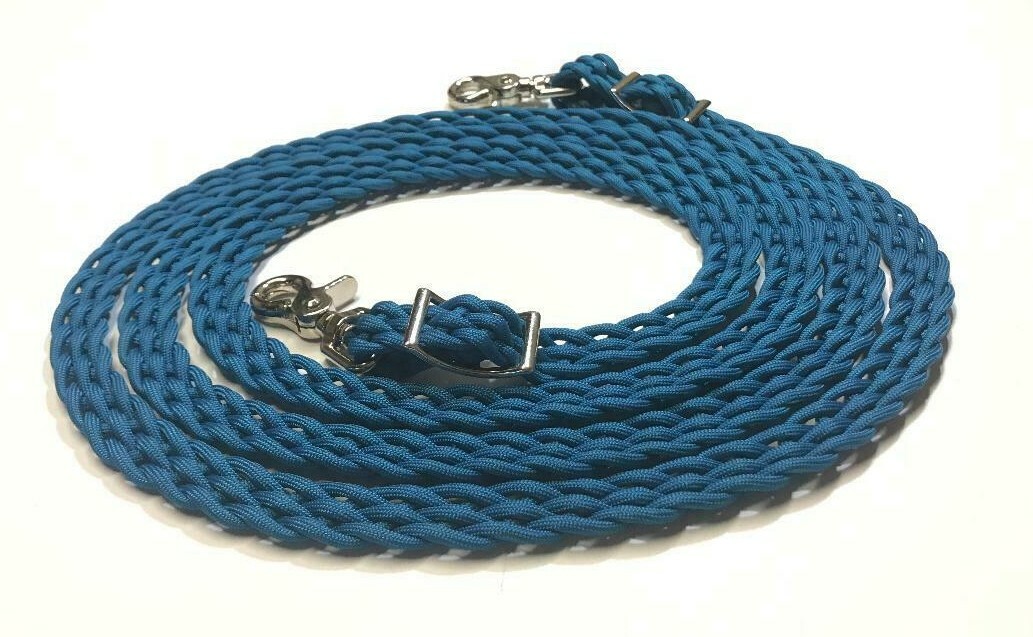 flat braided reins western paracord rein horse tack caribbean blue rein