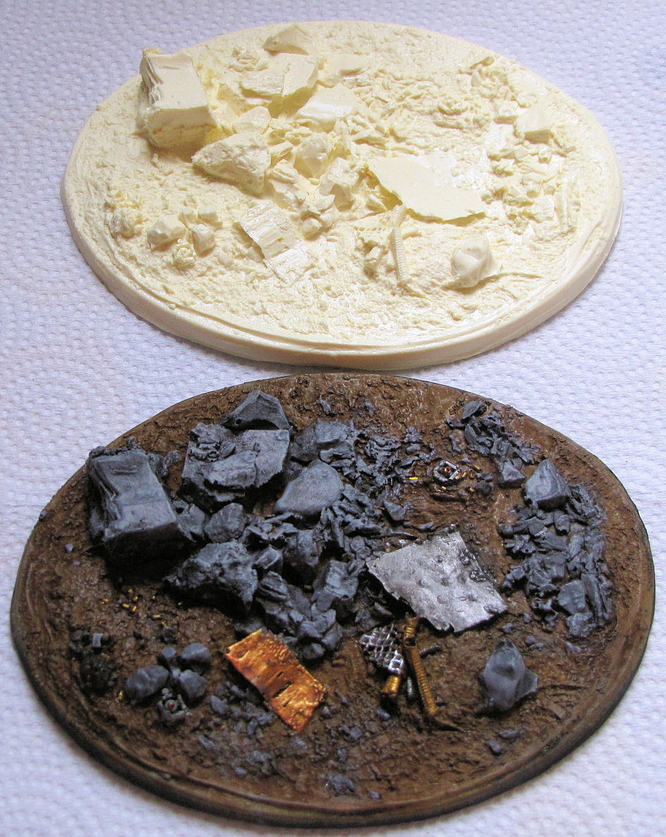 URBAN WRECKAGE RUIN Miniature RESIN Game Base Large OVAL 92x120mm or 80mm ROUND