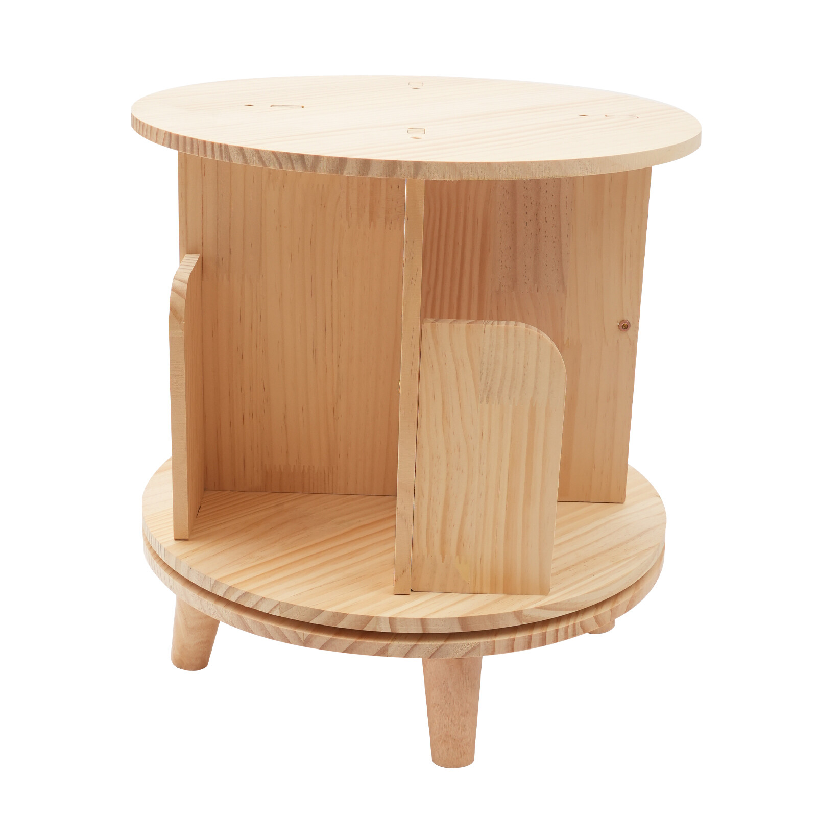 1-tier Floor Standing Solid Wood Single-layer Rotating Bookshelf 31cm H Bookcase