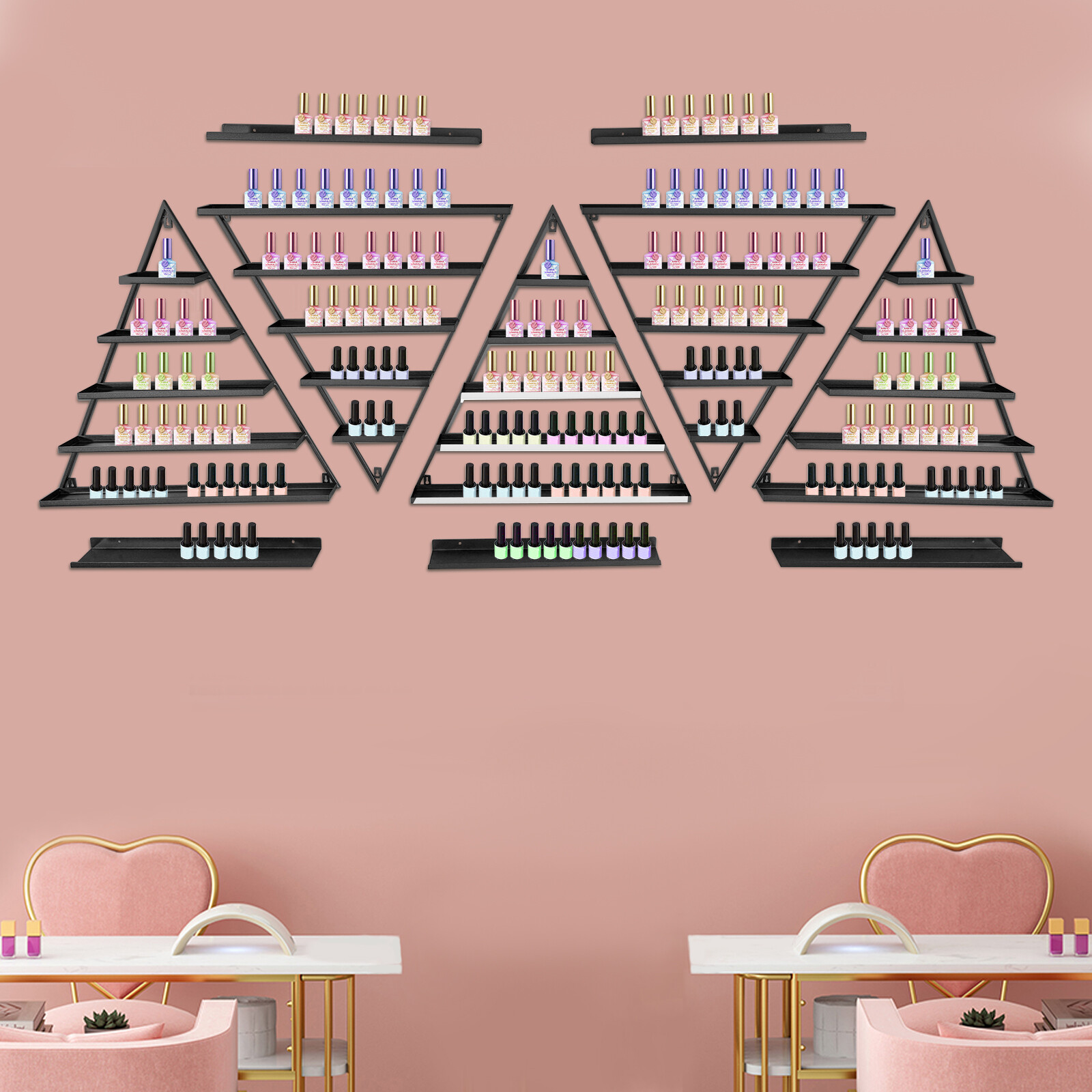 10PCS Triangular Nail Polish Racks, Wall-mounted Nail Polish Racks, 5-tier