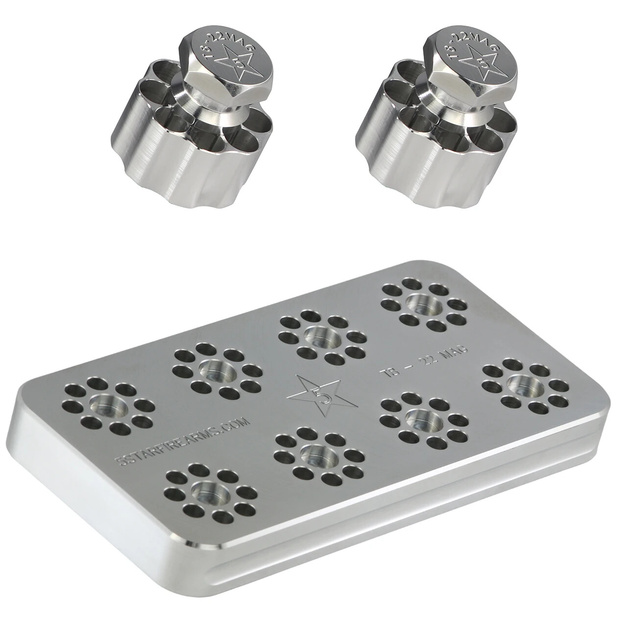 T8-22MAG Range Block, 8-shot .22 MAG, w/wo Speedloader, Solid Aluminum