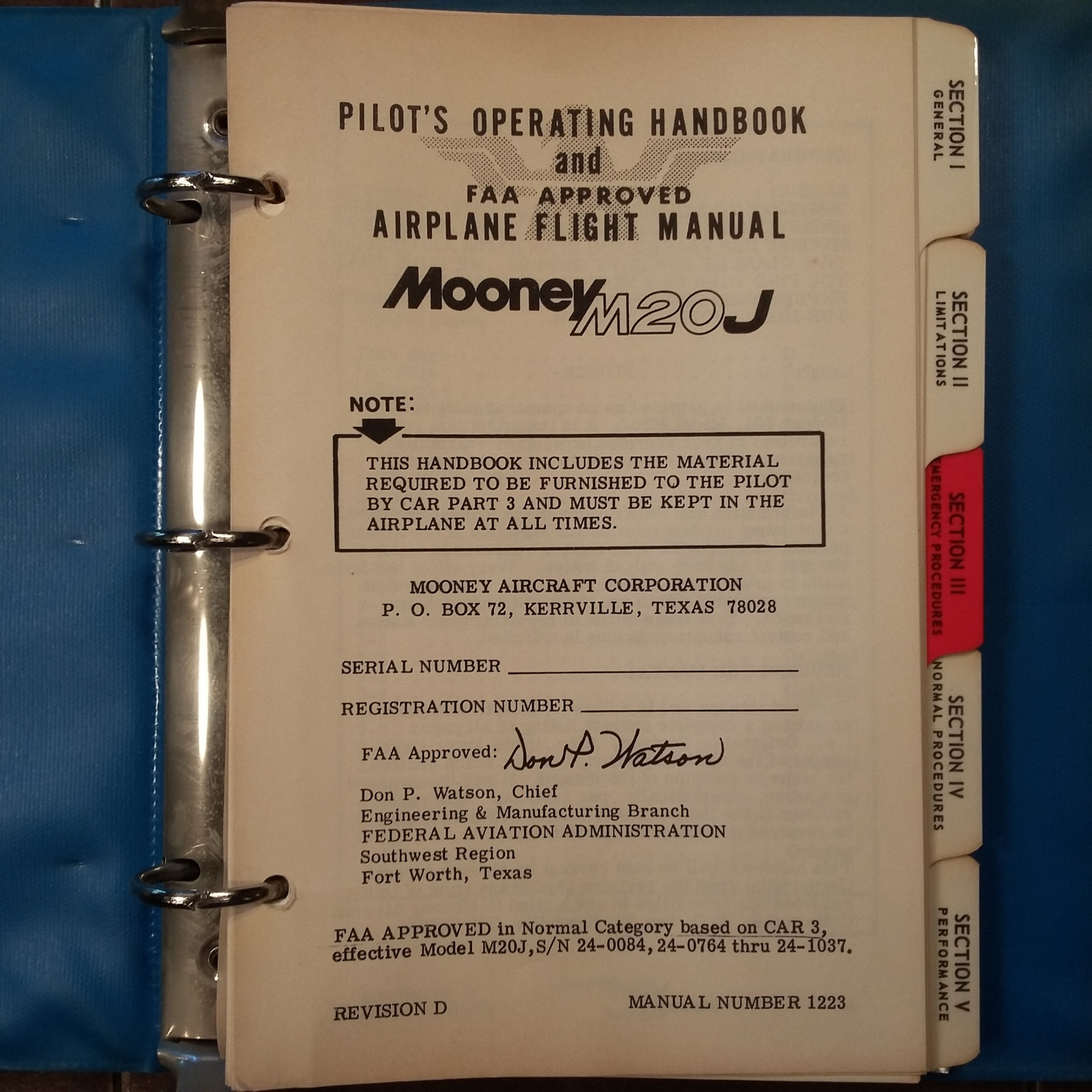Mooney M20J Pilot's Operating Manual