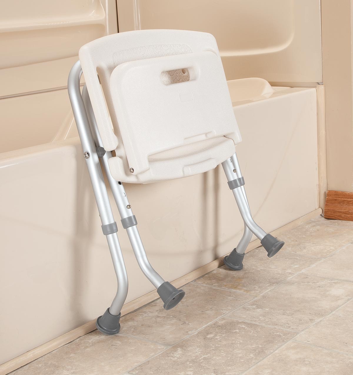 Folding Bath Seat with Back Support, Portable Shower Bench, White, White