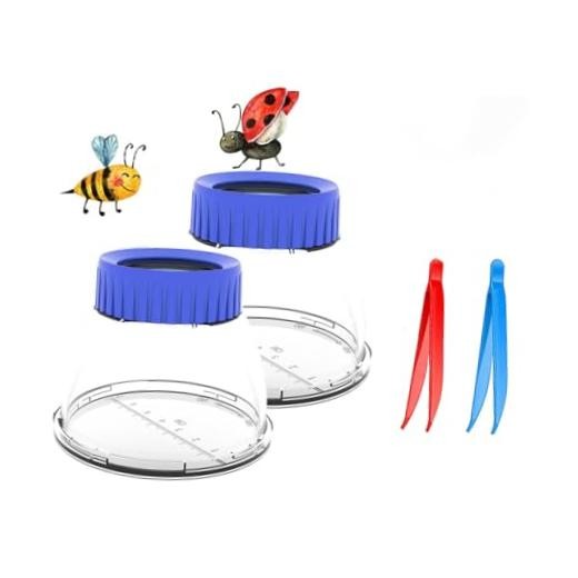 Bug Catcher 5X Magnifying Insect Observation Kit Built-in 7cm Ruler 2 Pack Blue
