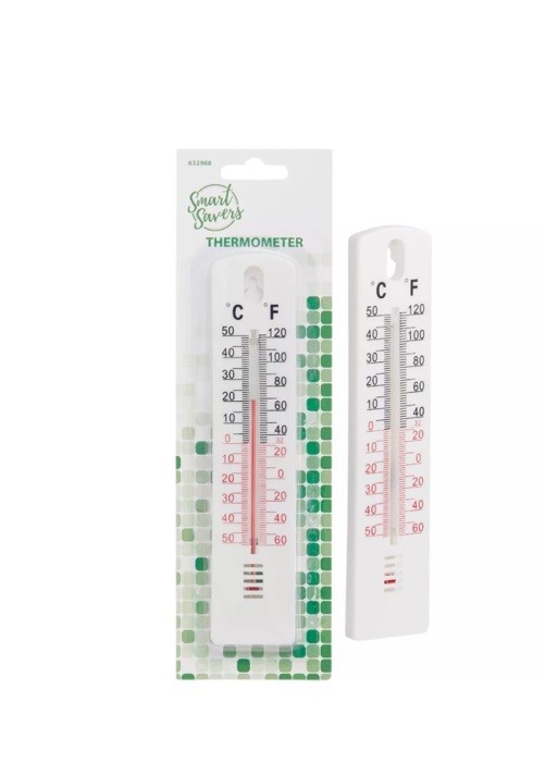 Smart Savers -20 to 120 F, -30 to 50 C White Window Thermometer