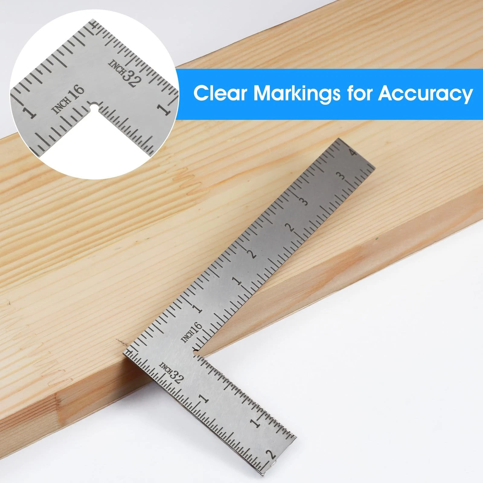 Stainless Steel L Shape Square Ruler Small Measuring Layout Tool 2X4 Inch