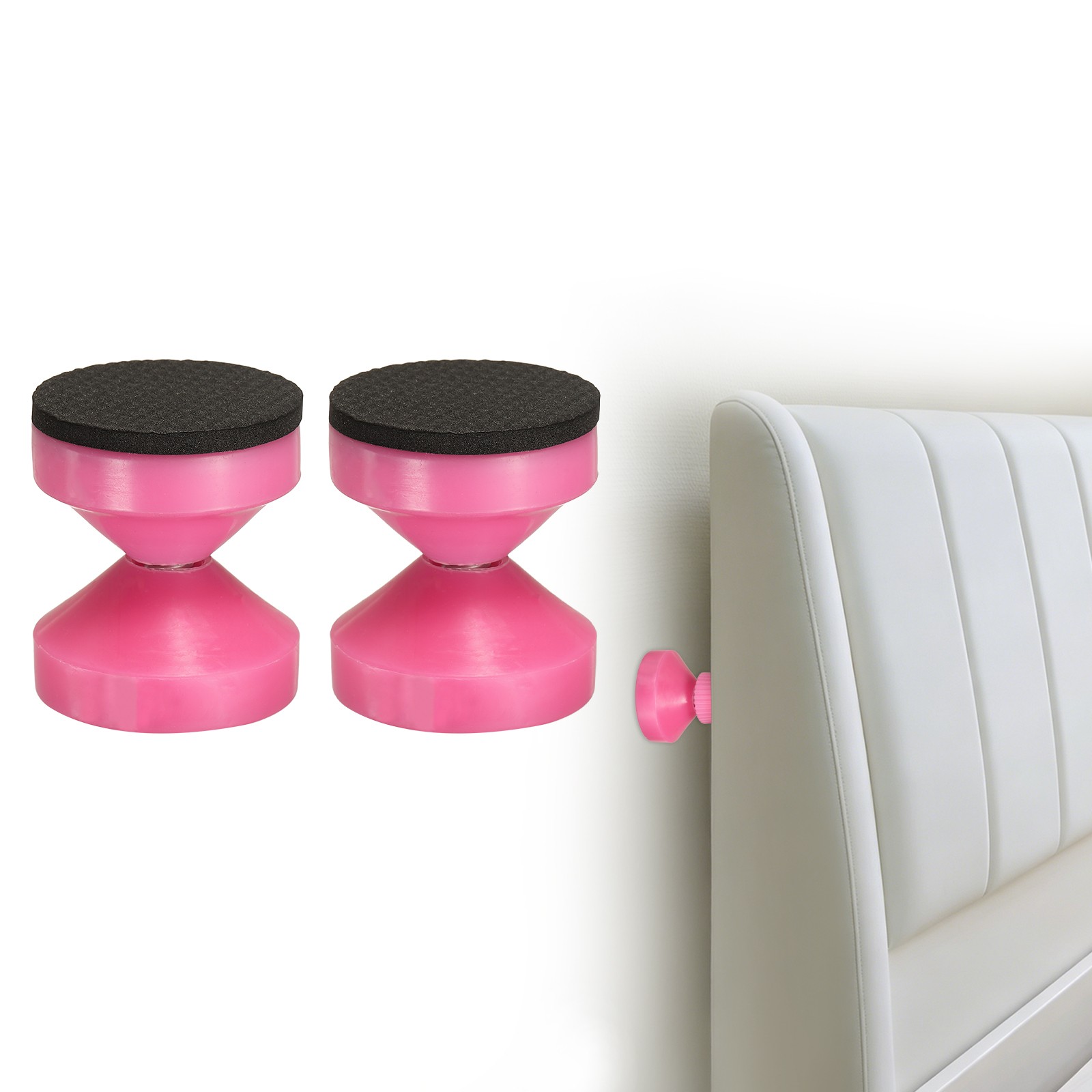 2 Pcs Headboard Stoppers, 1.85 Inch Adjustable Threaded Bed Frame Tool, Pink