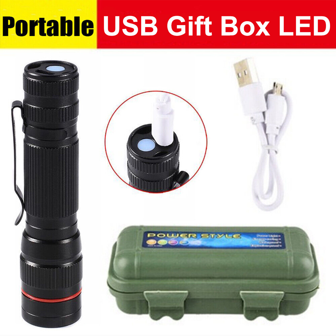 35000000 lumens Small LED Mini Flashlight Pocket Super Bright Torch Rechargeable