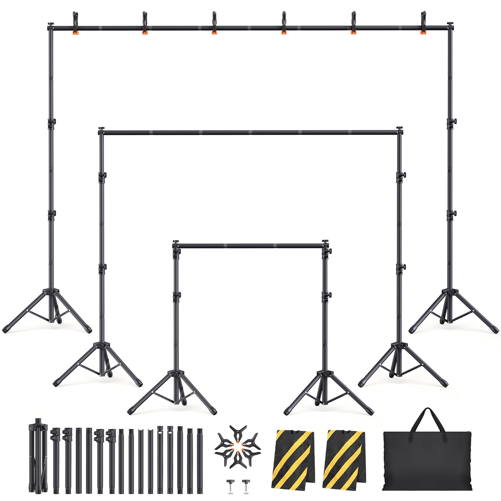 Eocnrhe Backdrop Stand Kit - 6 Widths 10X7.5Ft Adjustable Background Stand For