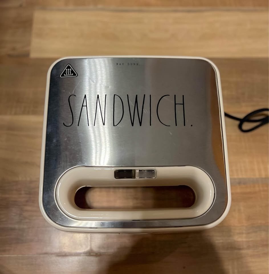 Rae Dunn- White/Stainless Steel Sandwich Maker (Never Used)