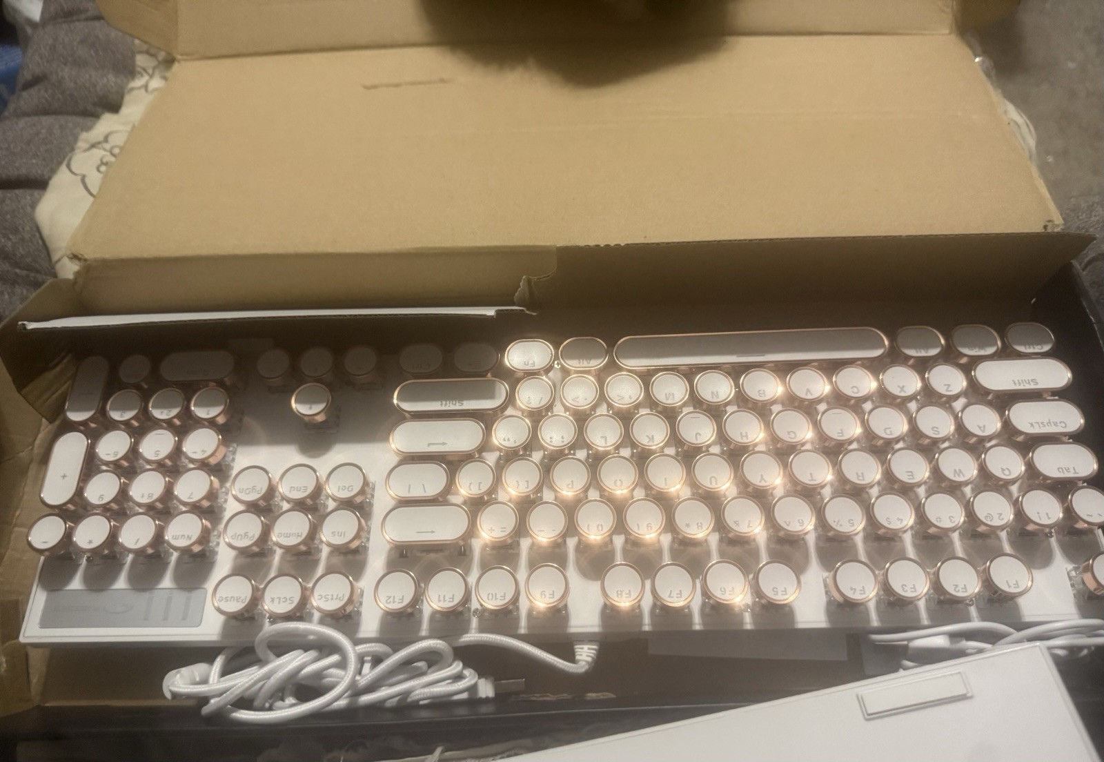 MageGee MK-Storm Mechanical Backlit Modes Gaming Keyboard OPEN BOX WHITE