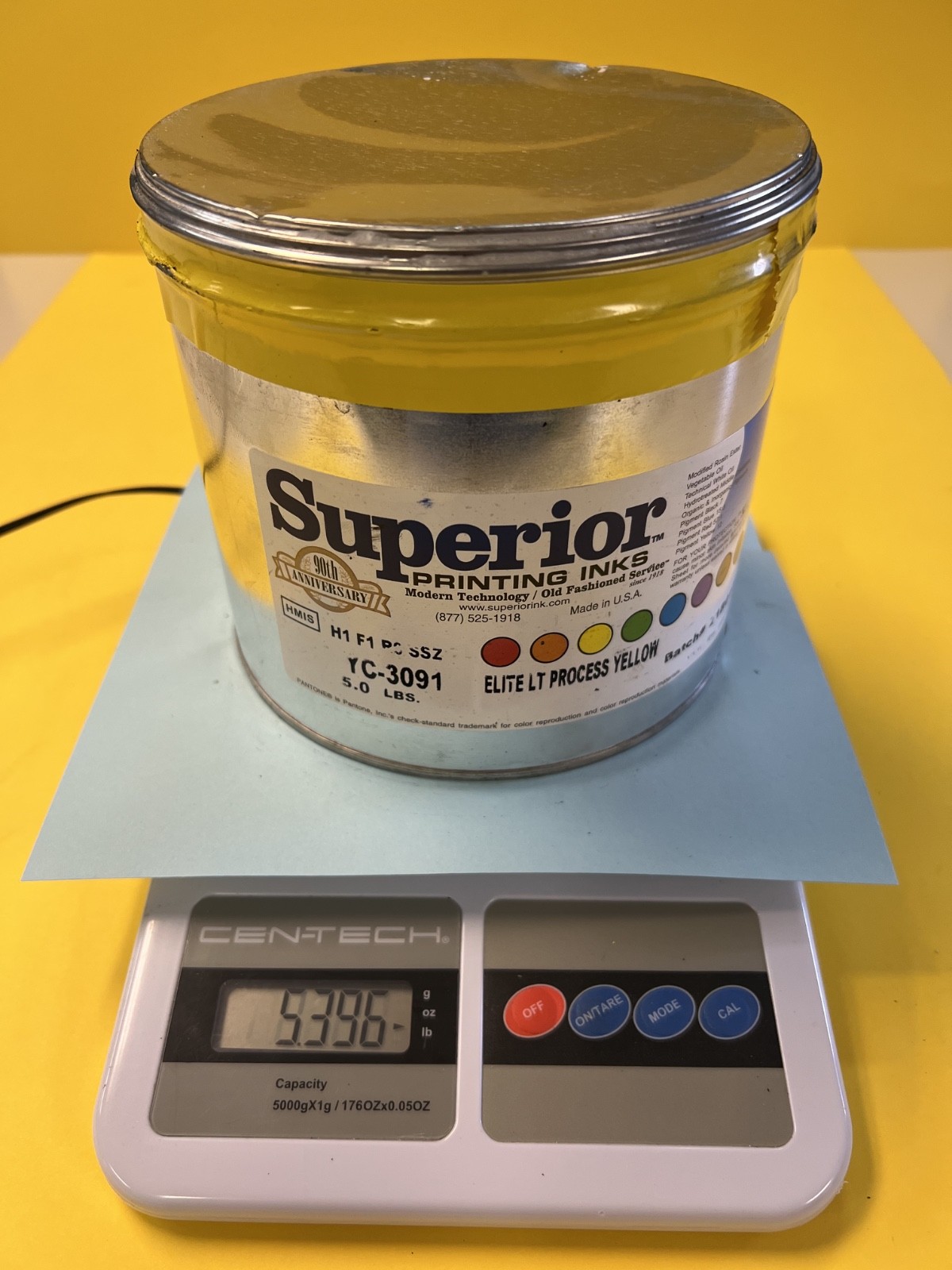PANTONE PROCESS YELLOW OFFSET PRINTING INK SUPERIOR OIL BASE 5 LBS LIGHT TACK