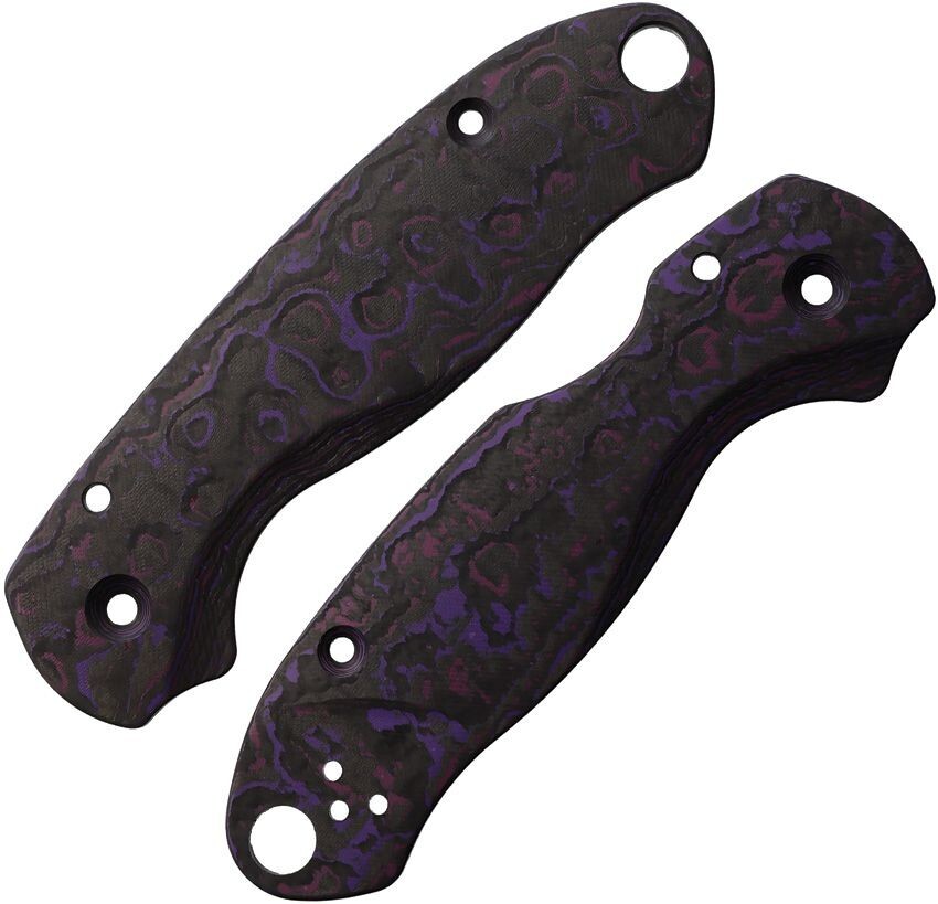 Flytanium Purple Haze Carbon Fiber Lotus Handle Scales For Spyderco Para 3 Knife