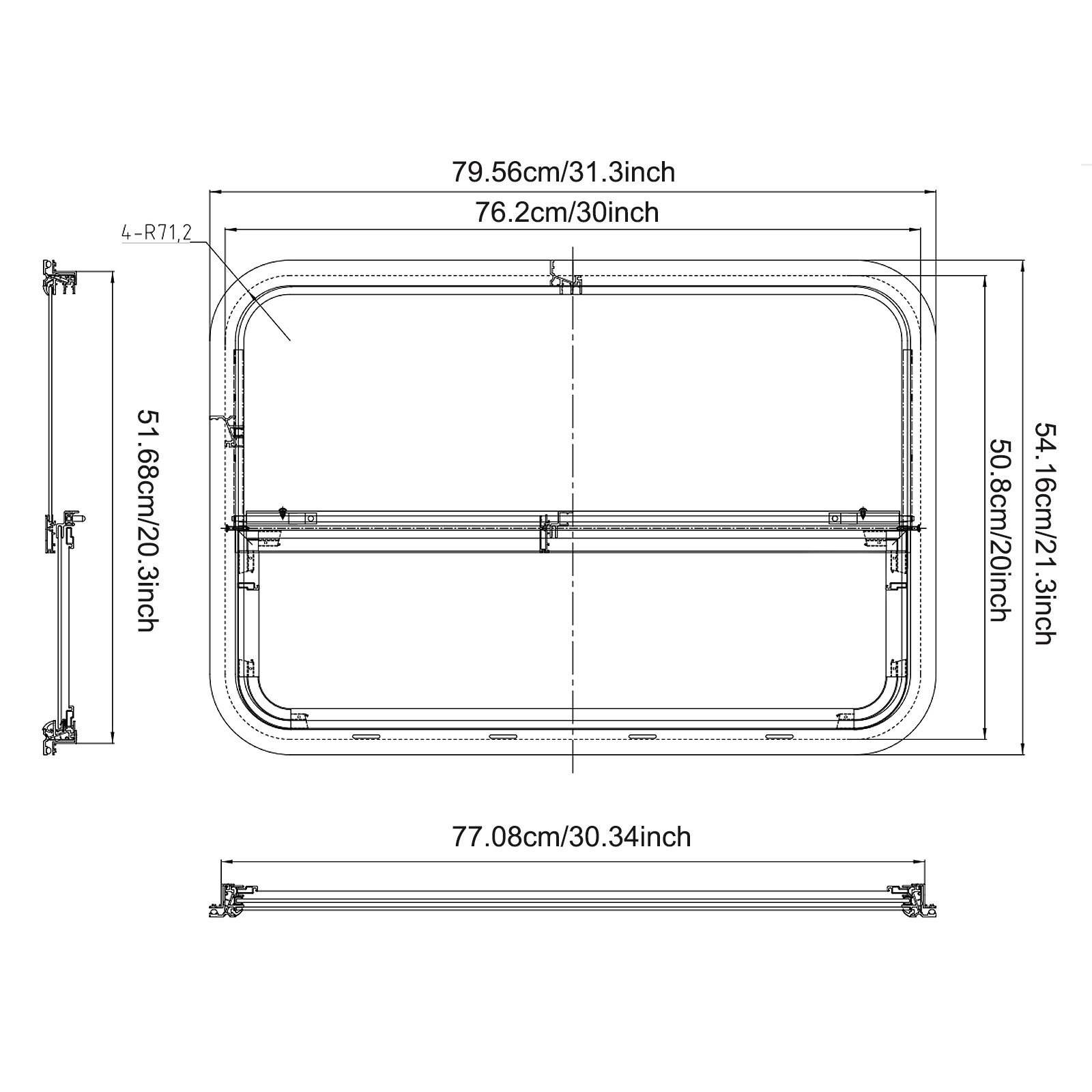 Vertical RV Window Set - 2 Durable Tempered Glass Sliding Windows