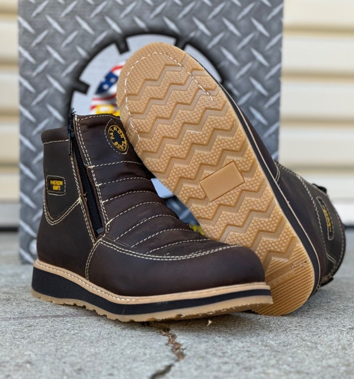 MENS WORK BOOTS LEATHER ZIP UP SAFETY SOFT TOE OIL RESISTANT SUPER LIGHT WEIGHT.