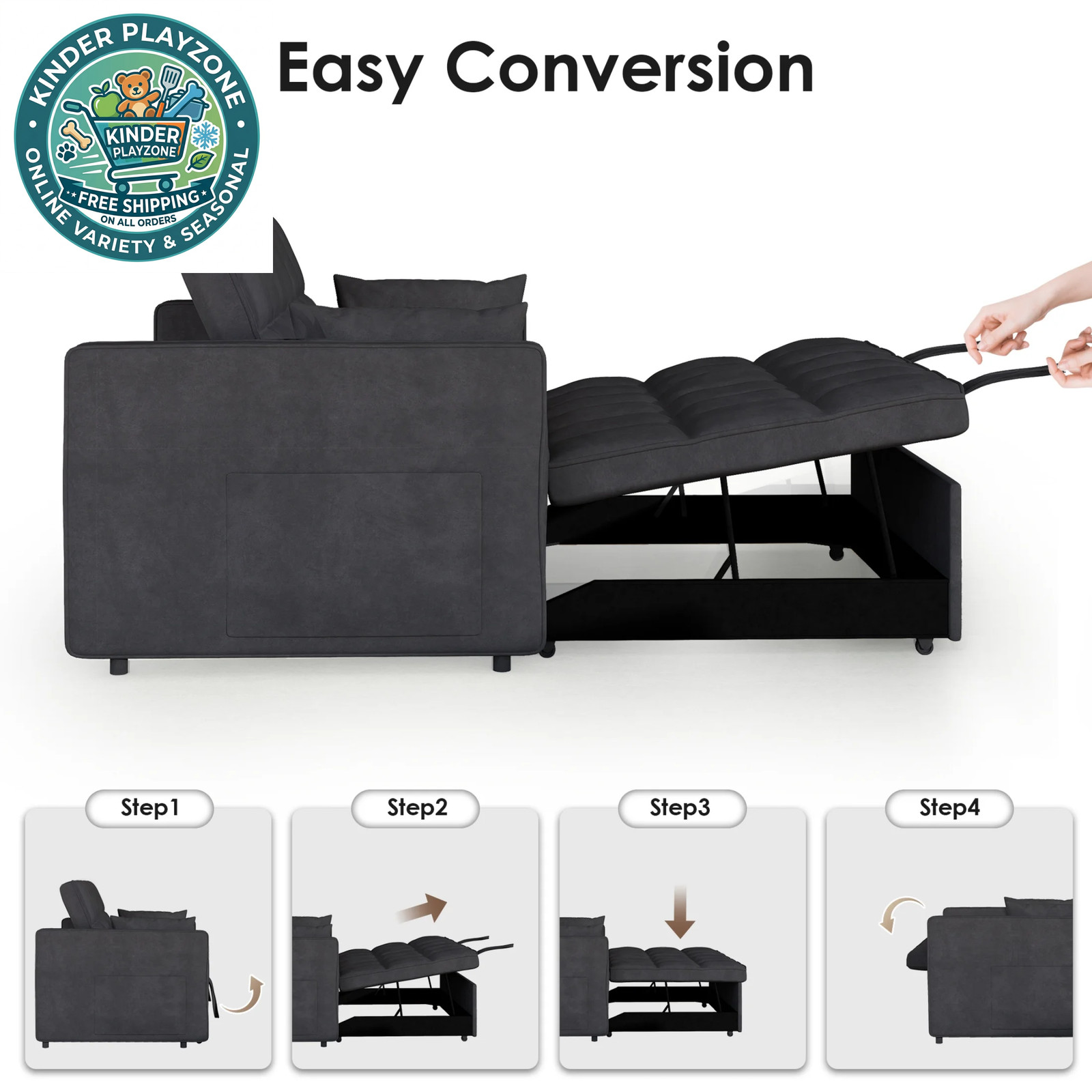 Sofa Convertible Gris Con Cama Extraible Modernos Muebles Para La Sala Baratos
