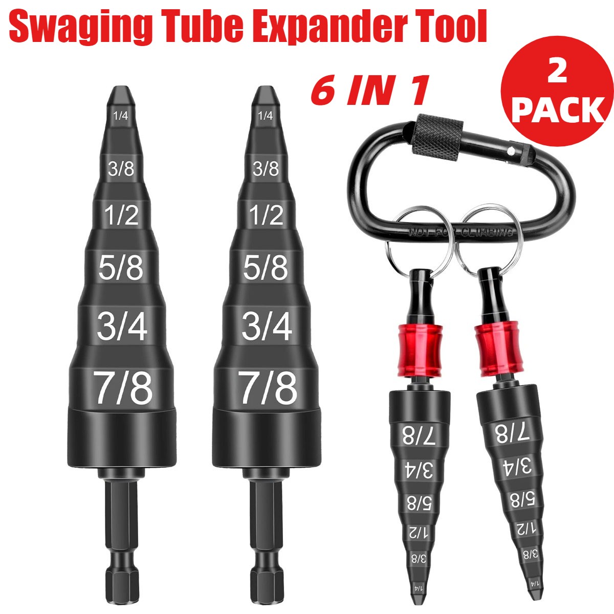 2PC Swaging Tube Expander Tool Drill Bit Set Air Conditioner Copper Pipe Flaring