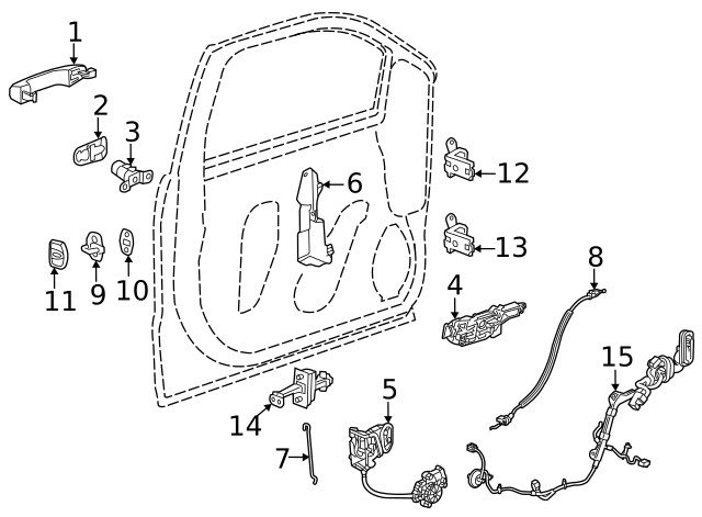 Genuine GM Front Passenger Side Door Latch 13542863