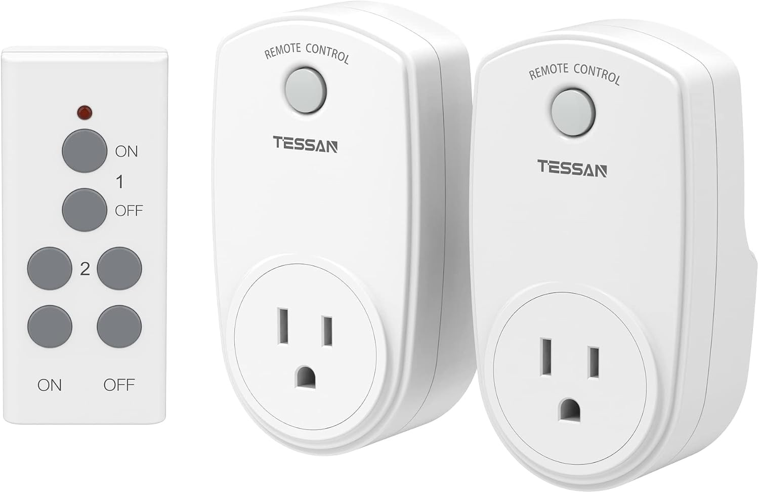 2 Pack Remote Control Outlet, 1 Remote + 2 Outlet | Wireless Electrical Plug Swi