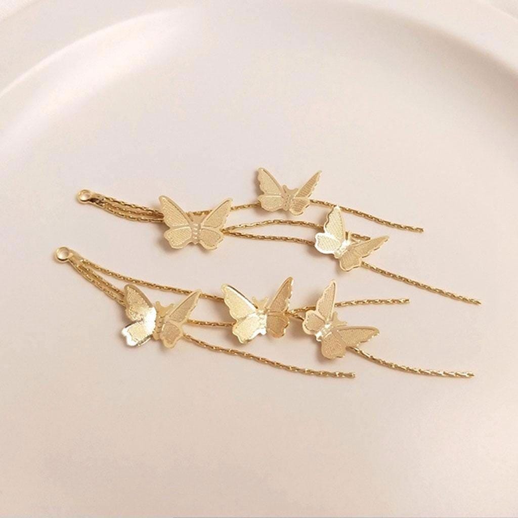 4PCS 18K Gold Plated Tassel Charm Pendant, Butterfly Tassel 75mm GXB01