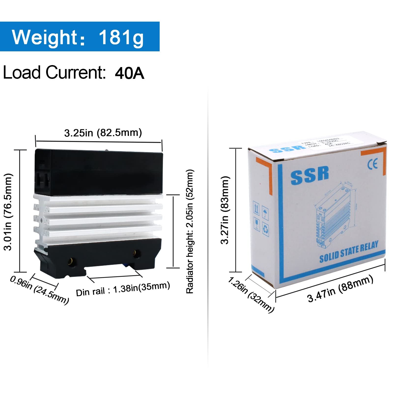 SSR 40 DD Solid State Relay DC to DC 3-32V Input 3-75V Output 40A Radiator