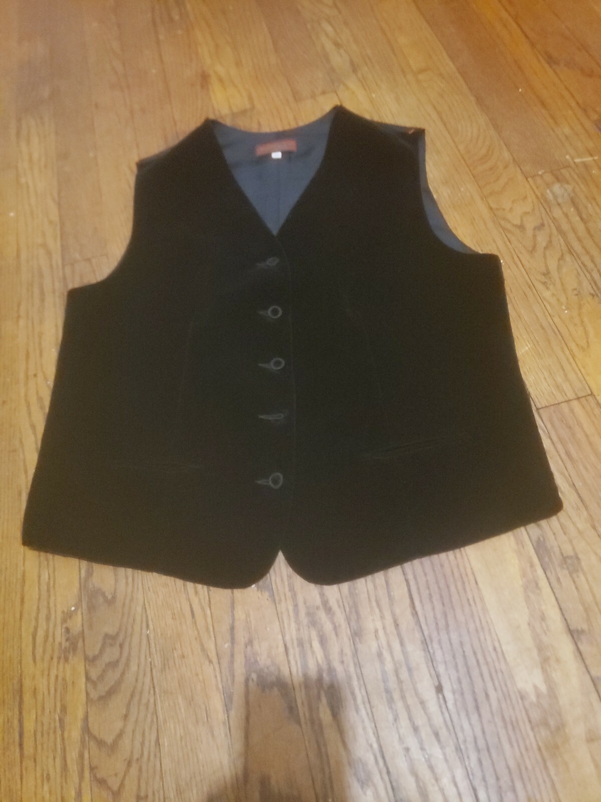 Graham&Gunn smoking Vest Mens  Medium Black Velvet Button Front Adjustable Back