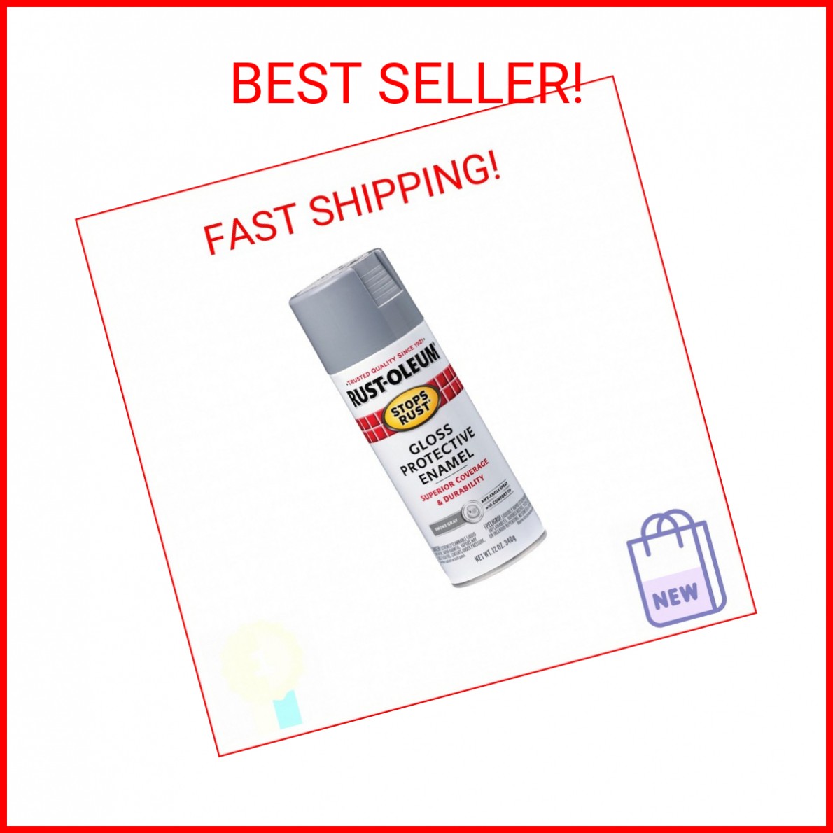 Rust-Oleum 7786830 Stops Rust Spray Paint, 12 oz, Gloss Smoke Gray