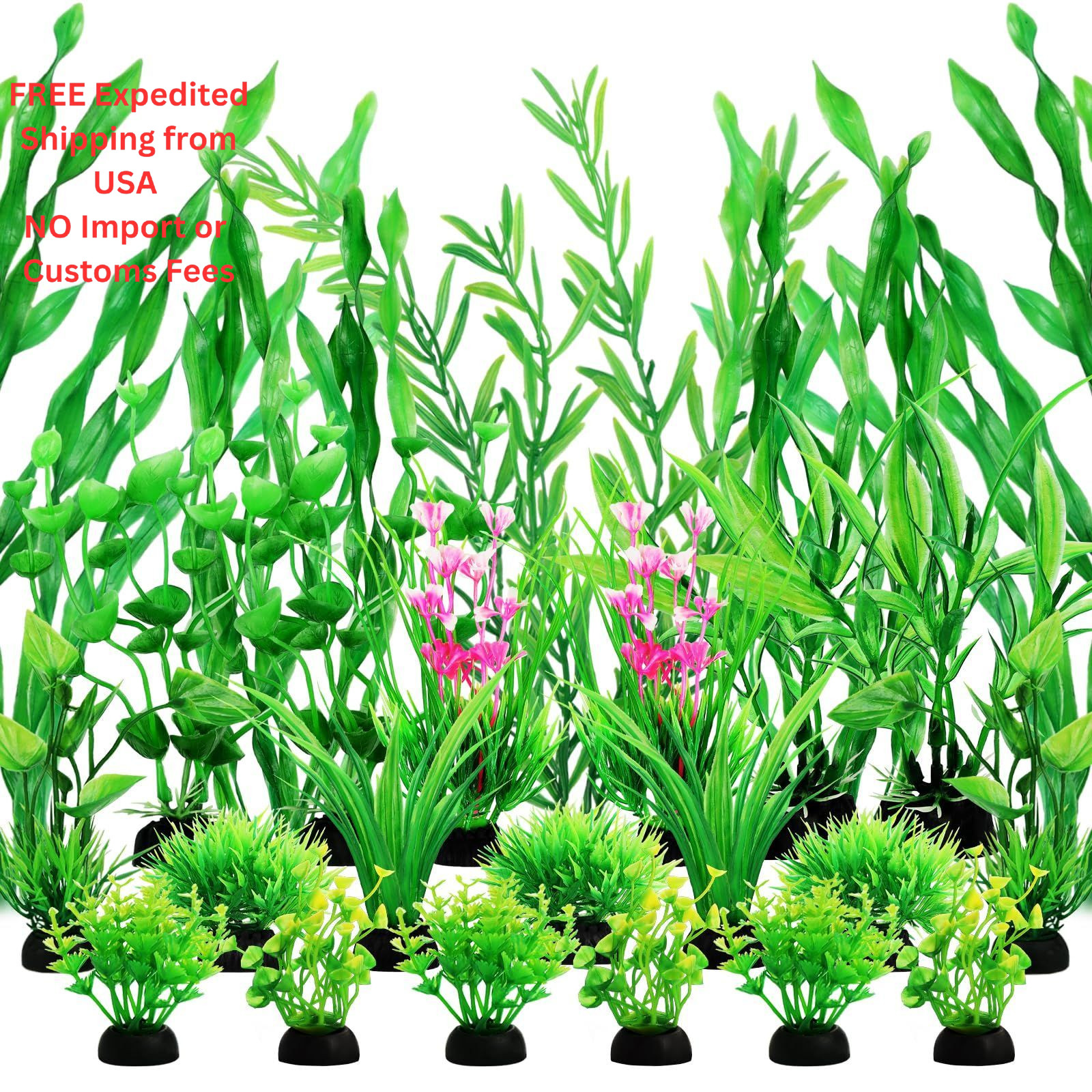 QUOZUO Green Fish Tank Decor Aquarium Plants, 25pcs