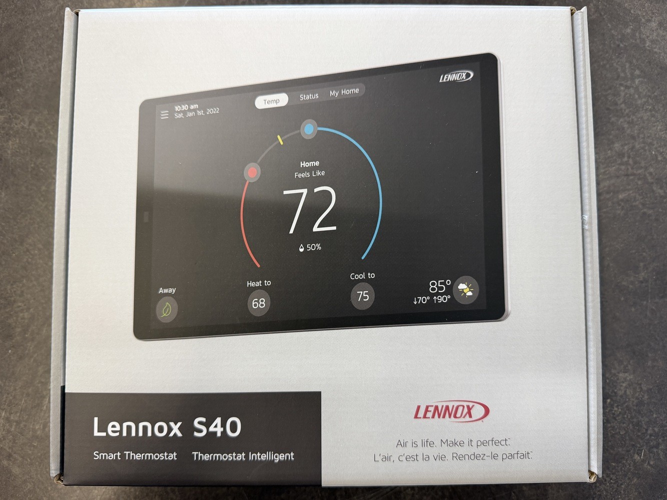 Lennox S40 Smart Thermostat Touchscreen - 22V24 - Part #108296-01