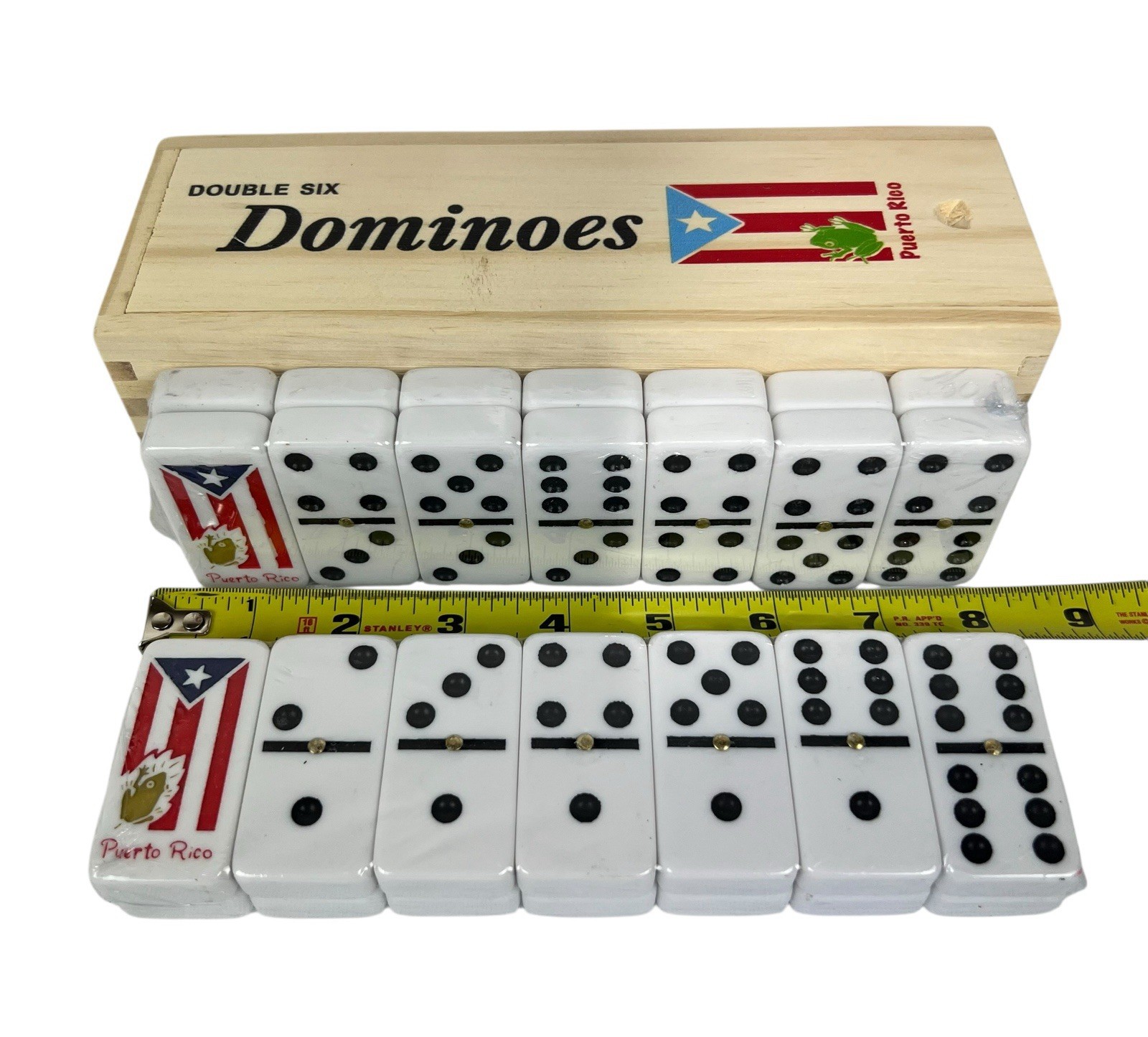 Dominos Professional Size ( JUMBO ) Double Six , PR Flag Design With Coqui