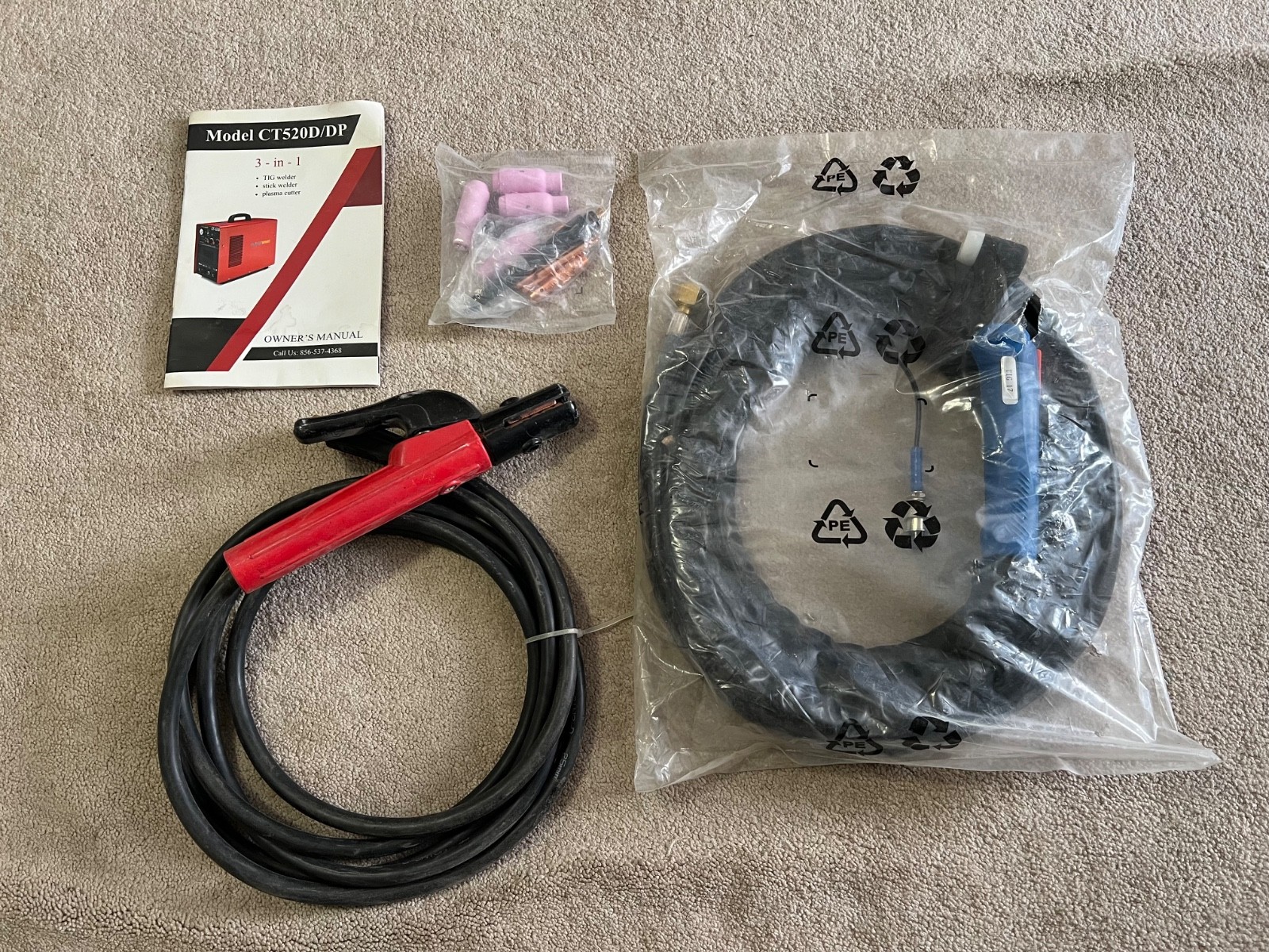 Primeweld CT520D Tig gun and stick electrode.