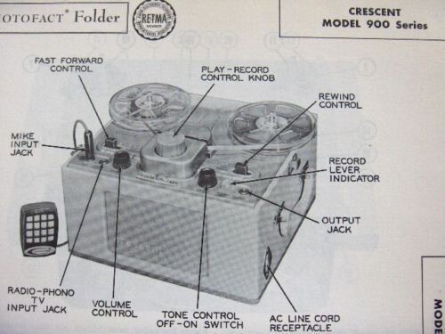 CRESCENT 900 SERIES TAPE RECORDER PHOTOFACT