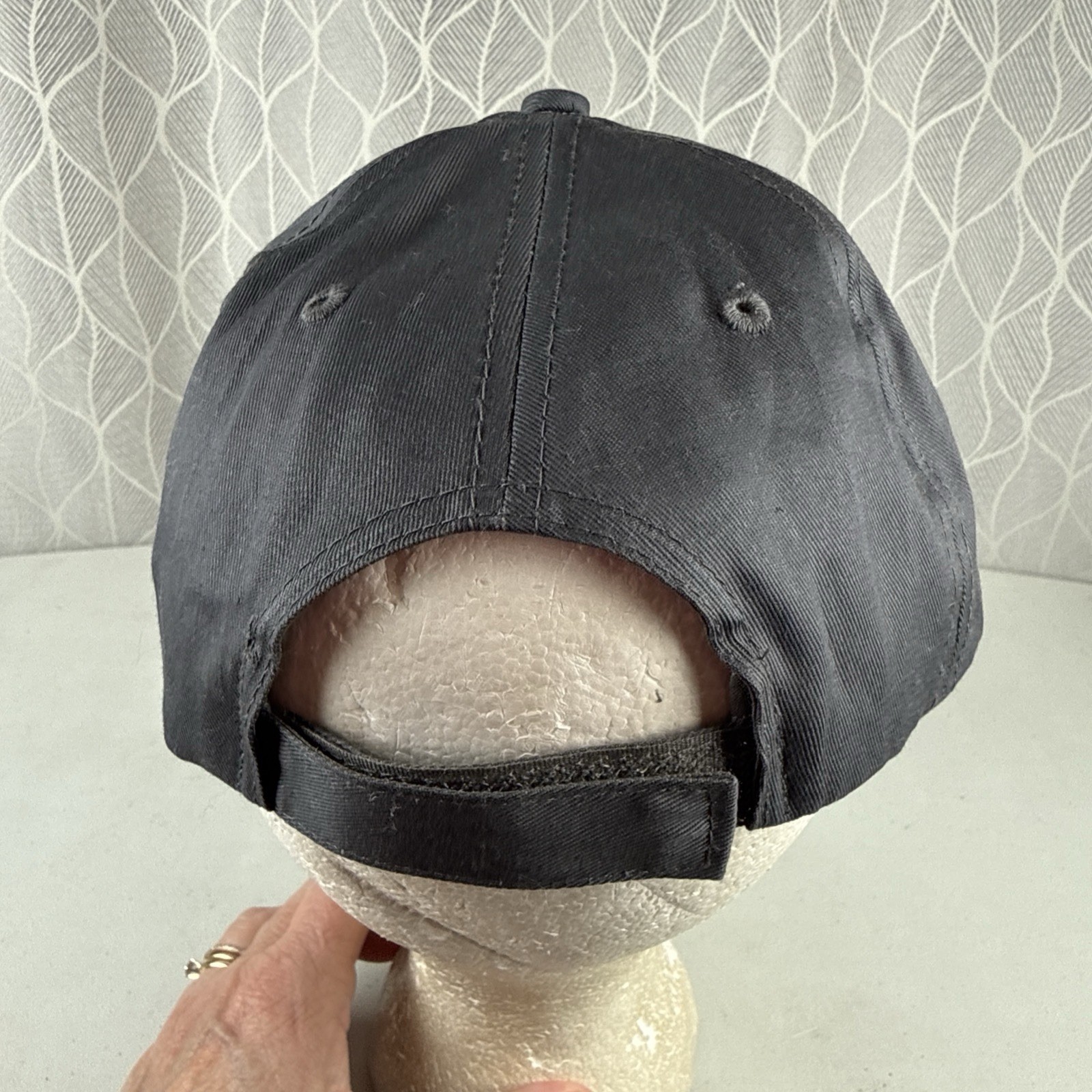 ALASKA in White over Royal Blue State Outline on Gray Hat Cap Hook Loop