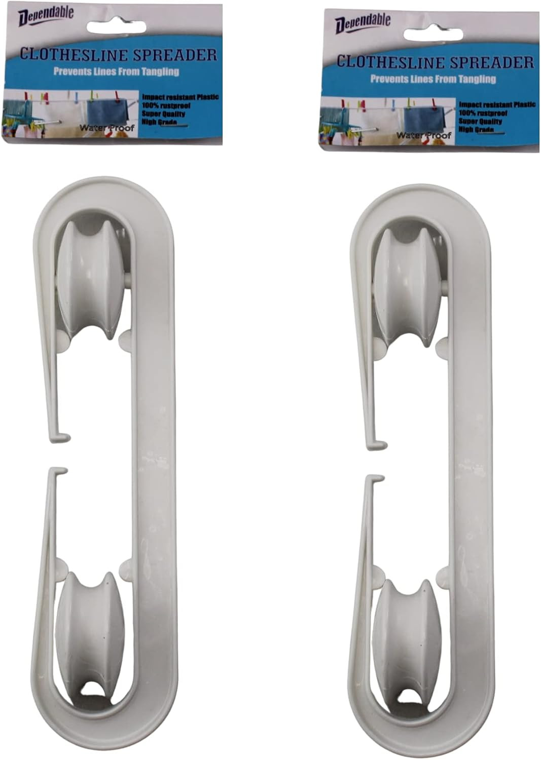 Dependable Industries 2 Pack High Grade Plastic Clothesline Spreader Weatherproo