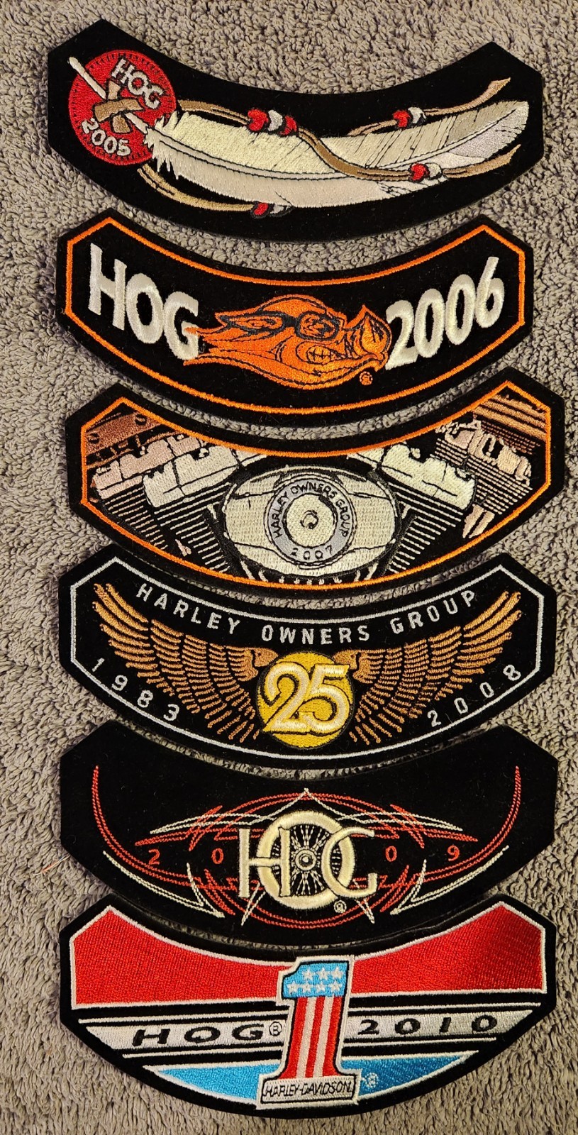 HOG Harley Owners Group 2005-2010 Rocker Patches NEW Unused  Harley Davidson