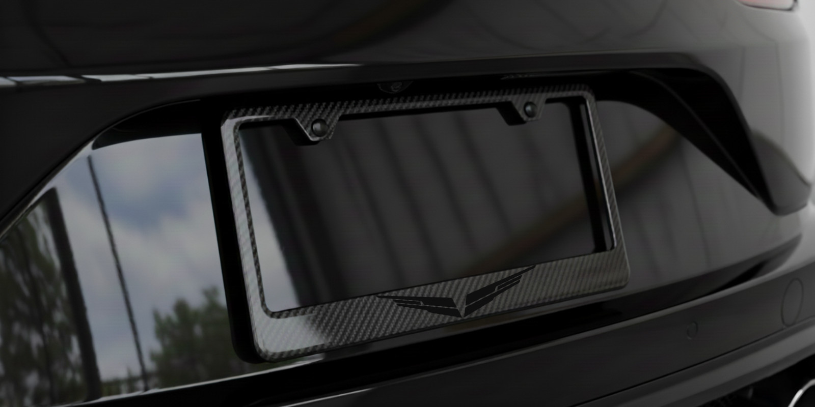 Black on Black Blackwing License Plate Frame 100% Real Carbon Fiber