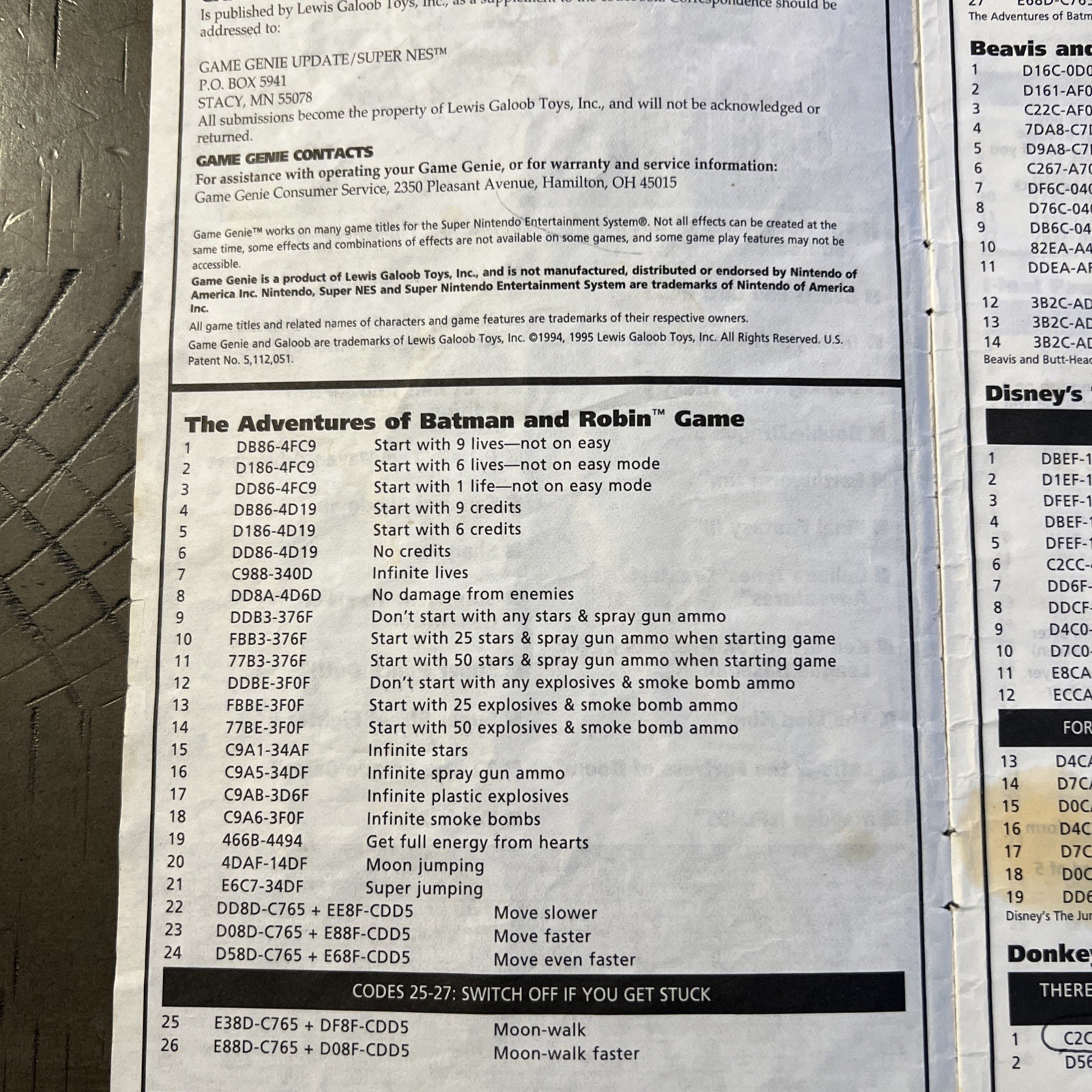 Game Genie Code Booklet Ea4