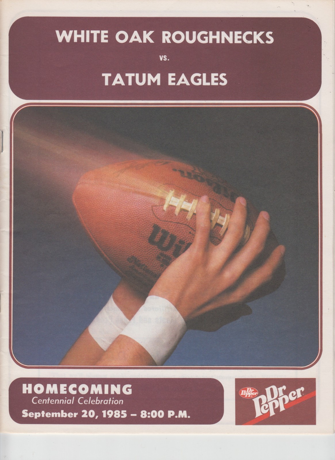 1985 Texas High School Football Program- White Oak vs Tatum     LARRY CENTERS