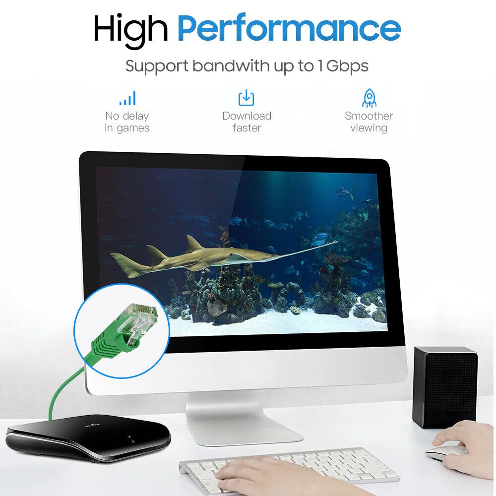 75FT Cat5e Ethernet Cable UTP LAN Network Patch Cord RJ45 Cat 5e Cable - Green