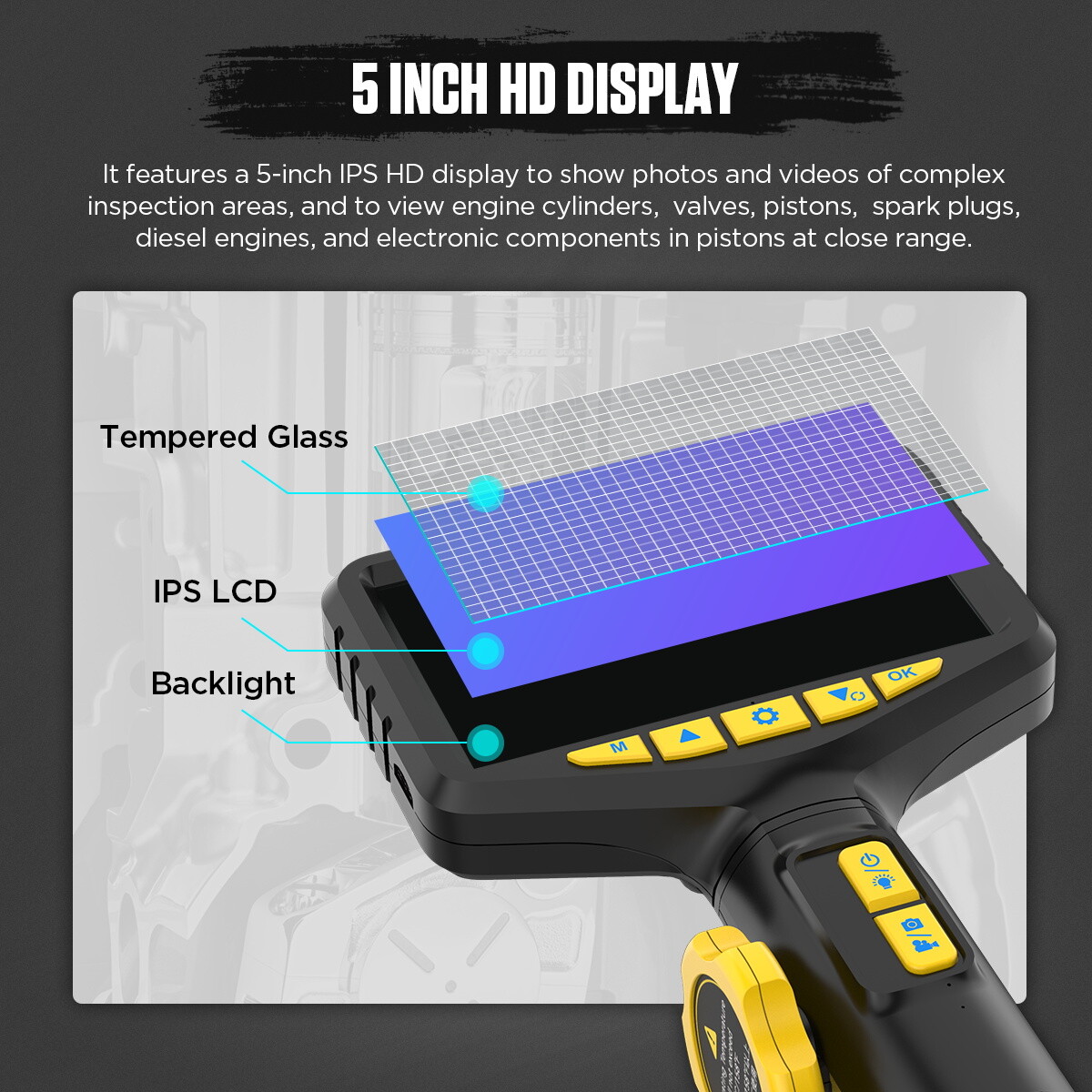 Precise Industrial Endoscope Camera 1080P HD Screen Borescope Inspection Camera