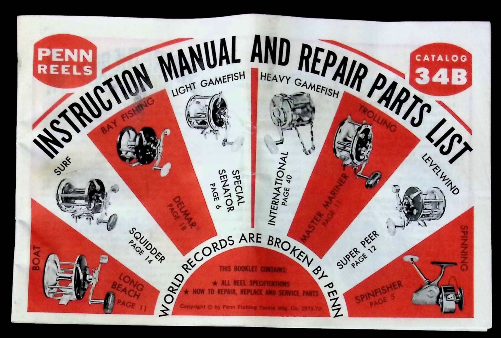Penn Fishing Reels manual And Repair Parts List Catalog 34B