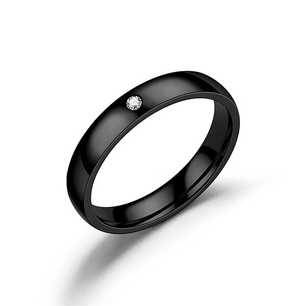 Madtown unisex Titanium Steel Inlaid Cubic Zirconia Wedding/ Friendship Ring / B