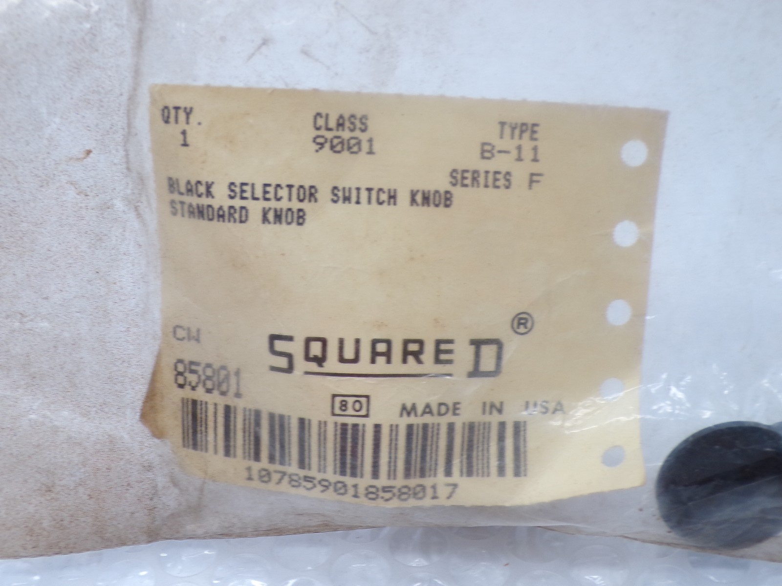 SQUARE D 9001B-11 SER.F SELECTOR SWITCH KNOB NSMP